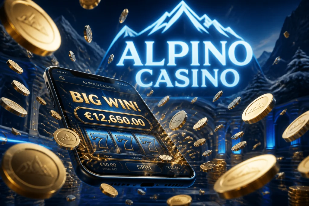 Schermata di vincita su smartphone con conferma del prelievo su Alpino Casino
